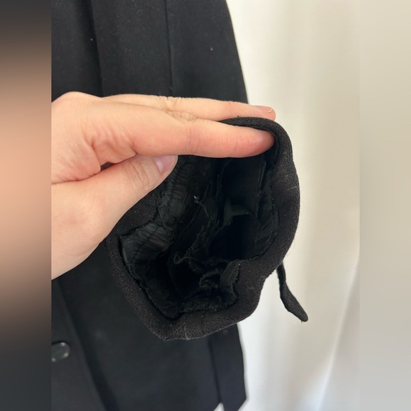 Burberry Black Trench Coat Wool Cashmere Size 10 - Picture 8 of 16